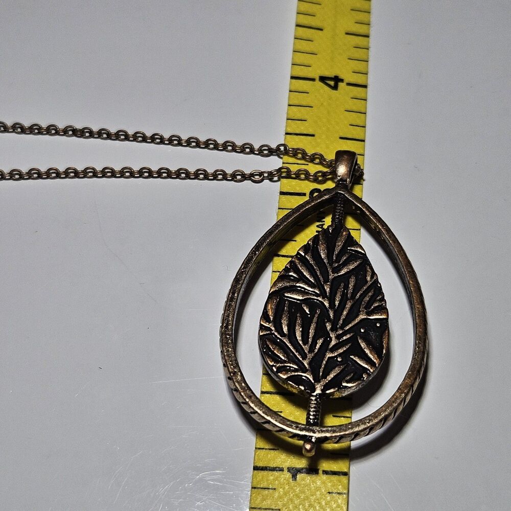 Stella & Dot Brass Tone Rose Quartz Teardrop Pendant Chain Necklace 36-39" - Picture 9 of 13